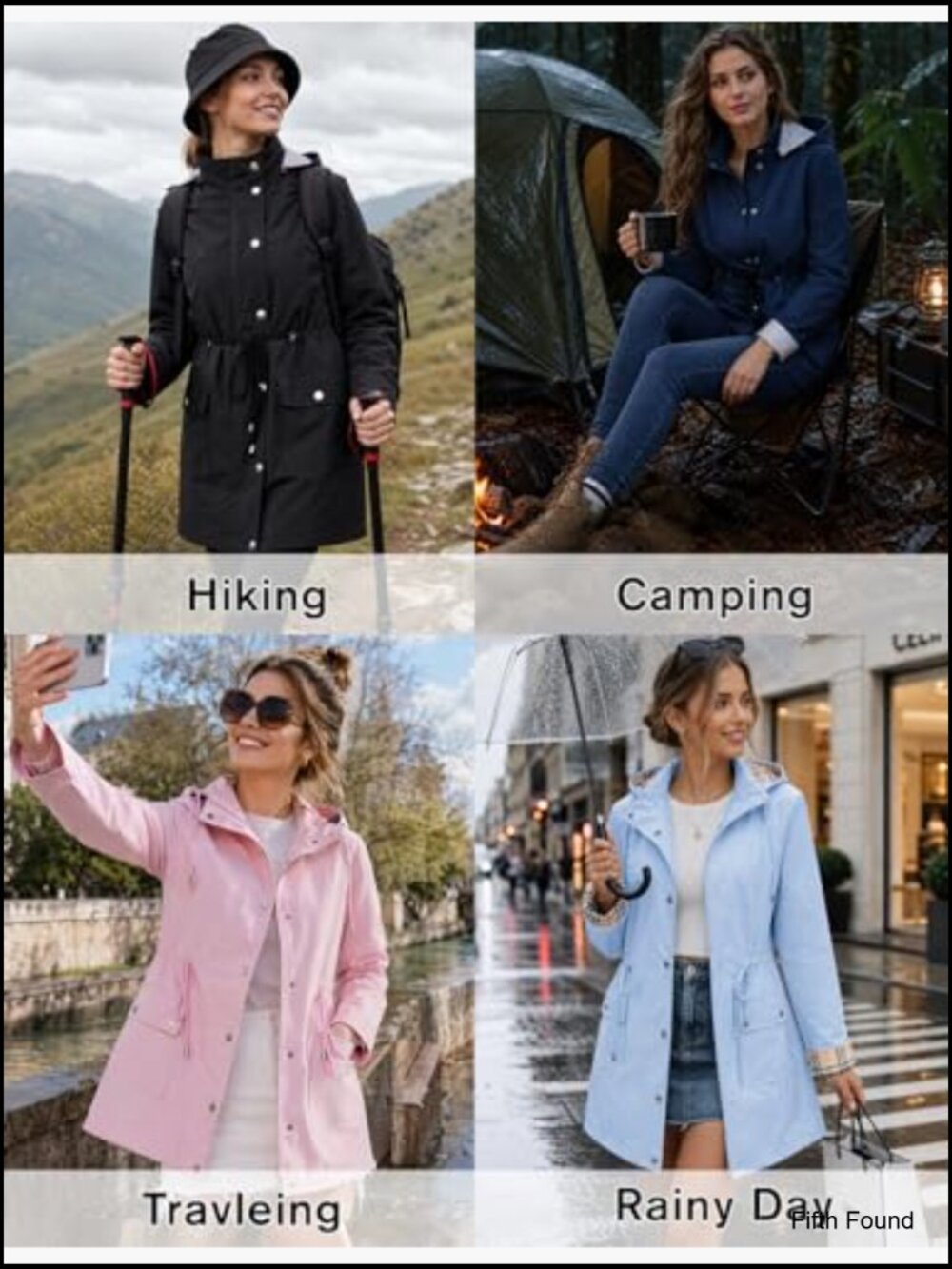 Women's Waterproof Rain Jacket Lightweight Hooded Trench Coat Windbreaker - Picture 2 of 7